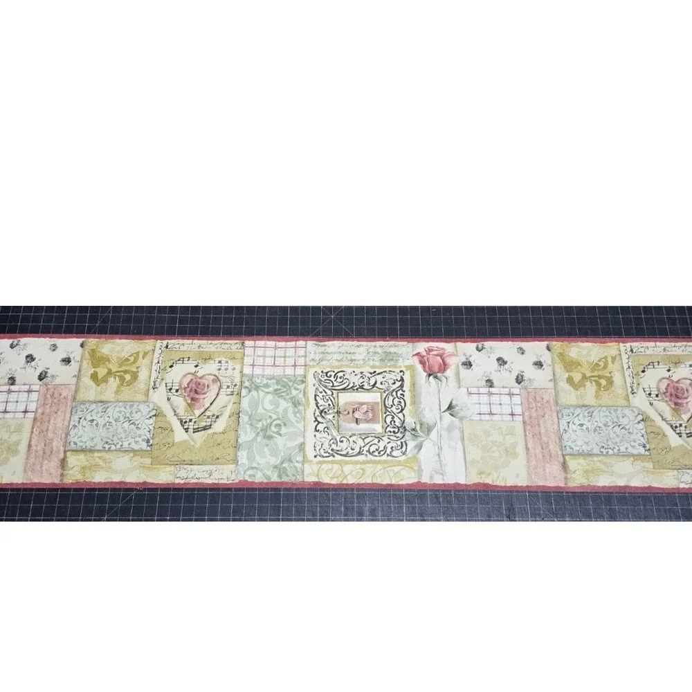 Village Quilt Collage Wallpaper Border 5815140 Patchwork Heart Rose Music 2 Roll